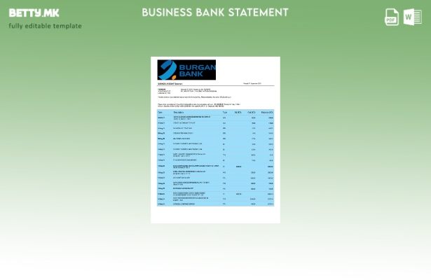 модерен стил Извод на претпријатие за сметка на Бурган банка Шаблон Word и PDF